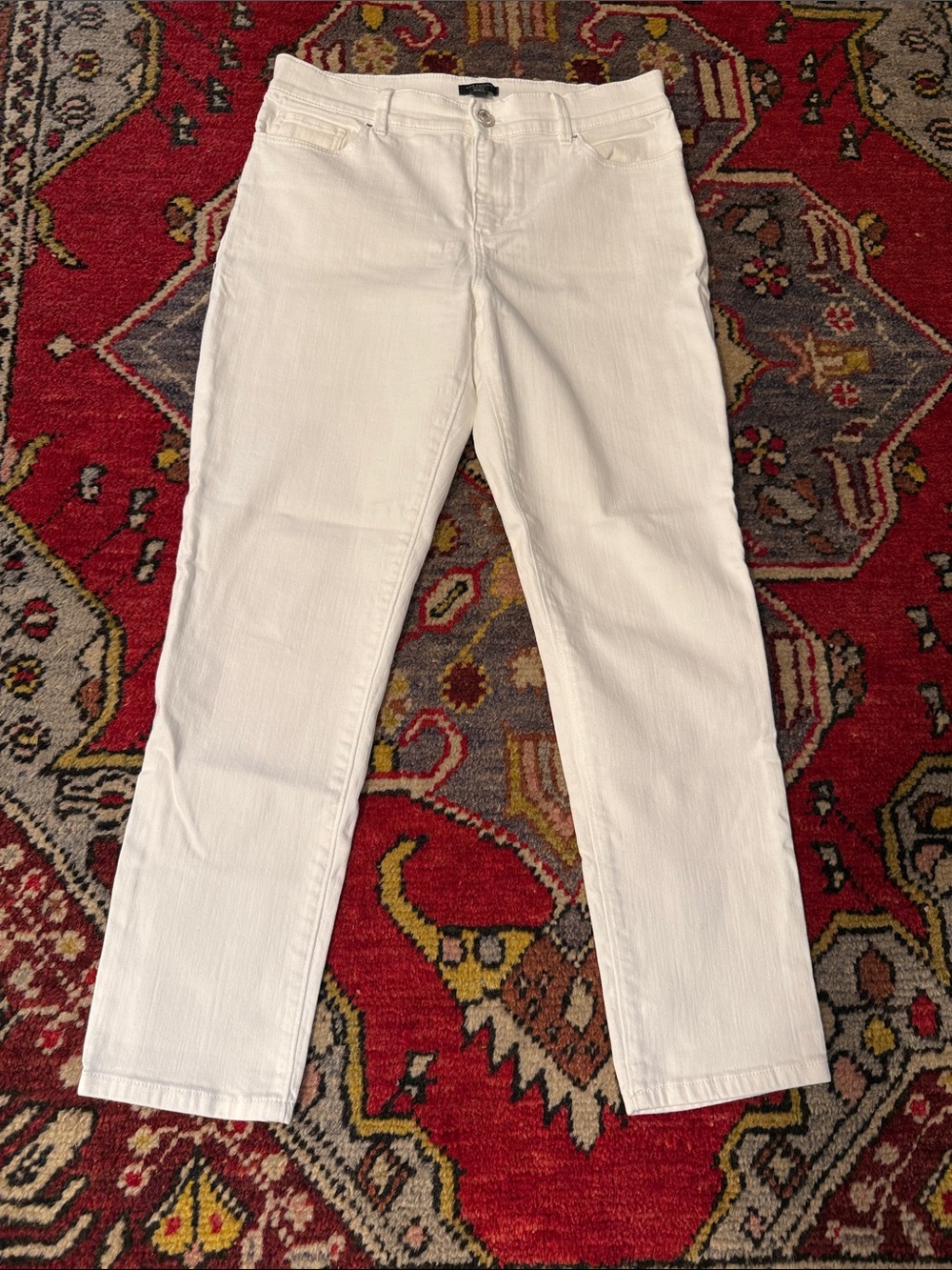 Ann Taylor White Petite Straight Jeans
